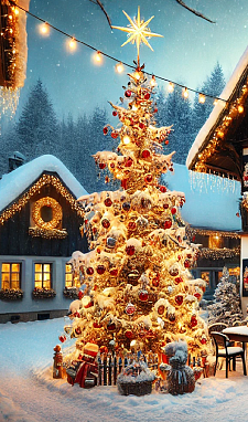 Weihnachtsbaum in einer winterlichen Umgebung mit Schnee